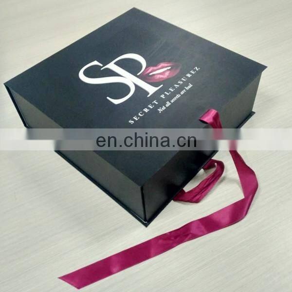 Black Color cmyk printing logo ribbon folding packing boxes