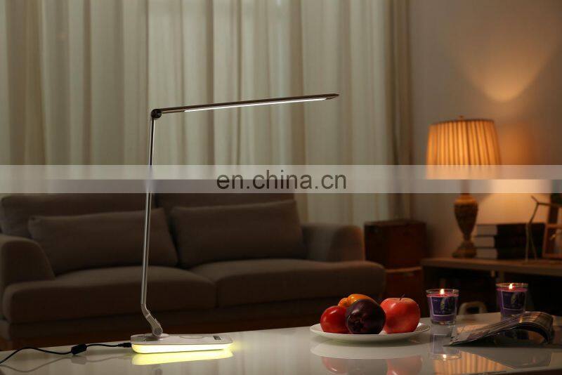 MESUN Smart and rechargeable led desk lamp with wireless charger for mobile phone, RGB ambient night light
