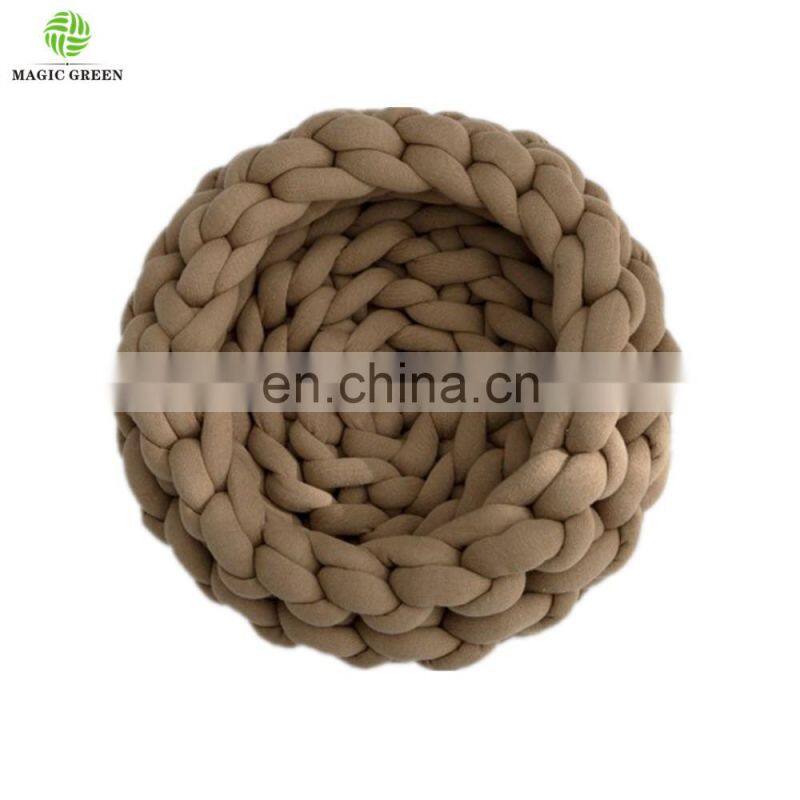 12 colors stock 100% COTTON SEAMLESS D2-3cm machine washable roving yarn filled tube braid hand knit pet plaid house bed