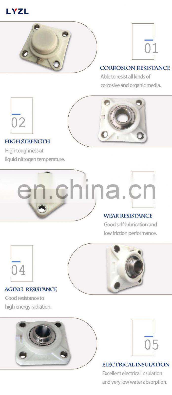 waterproof nylon Plastic plummer pillow block bearing SUCF202 SUCF203 SUCF204 SUCF205 SUCF206 SUCF207 SUCF208 SUCF209 SUCF210