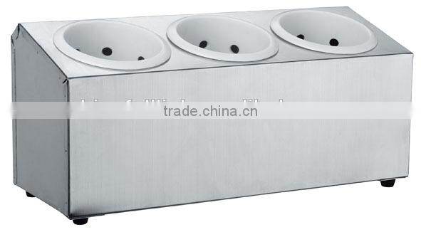 3 Compartments single line plastic stainless steel cutlery holder for hotel