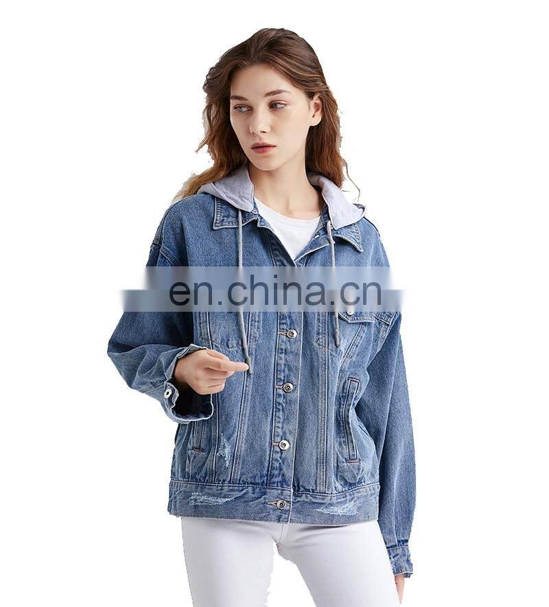 Factory Stock lot women denim jacket good quality jean jackets hooded ladies fashion tops