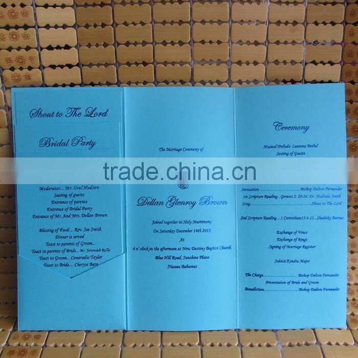 Best Price Modern Royal Diamond Blue Pocketfold Wedding Invitations