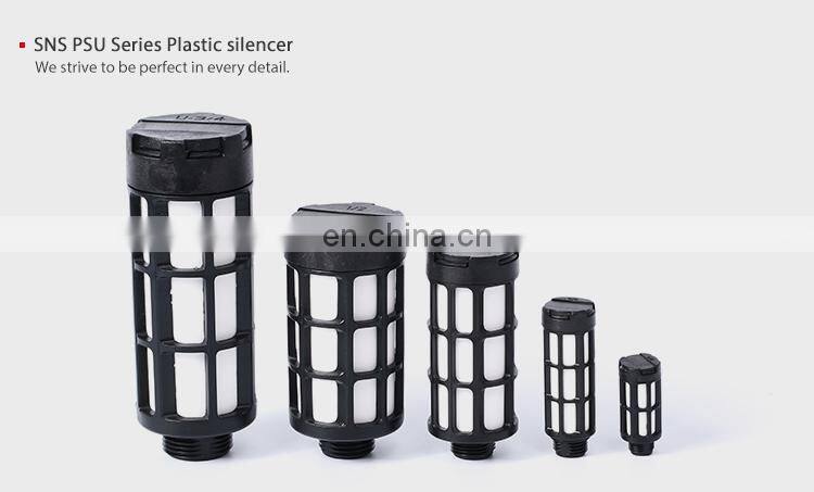 SNS PSU Series black color pneumatic air exhaust muffler filter plastic silencer for noise reducing