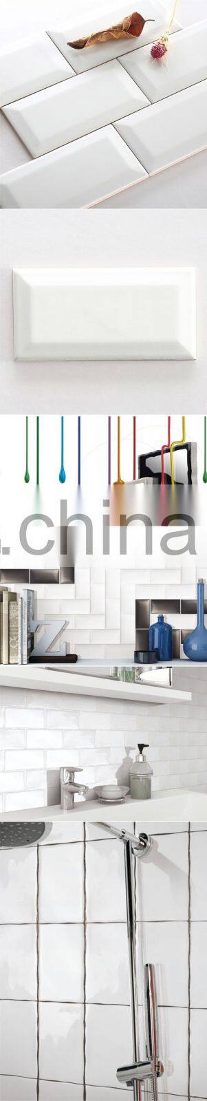Cheap bathroom wall backsplash ceramic subway tile white bevel