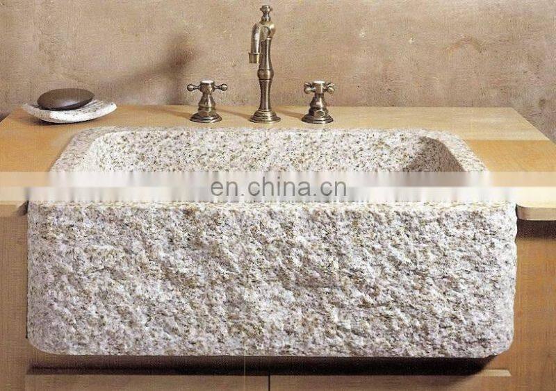 Maple red Granite stone round bathroom sink