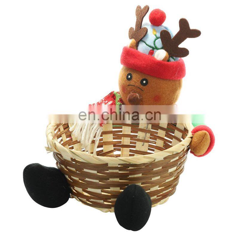 Christmas Candy Storage Basket Christmas Decorations Elk Snowman Santa Claus Fruit Basket Food Holder