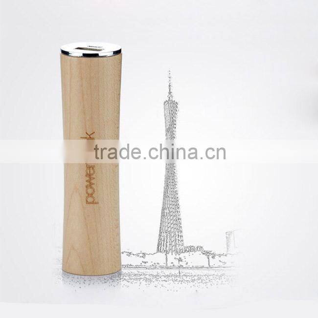 Fashion wood 2600mAh power bank cheap charger for smart mobile