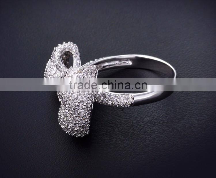 Top Quality Jewelry Dongguan Factory CZ Jewelry Bow Tie Shape Fine Set Women Ring