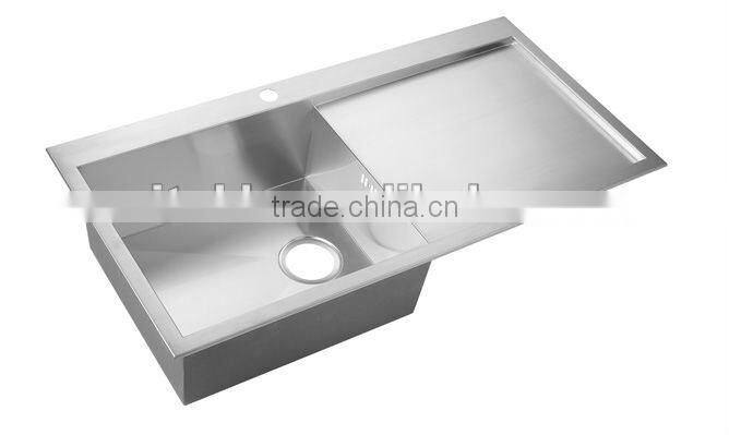 single bowl stainless steel sink with drainboard STS 101a-2