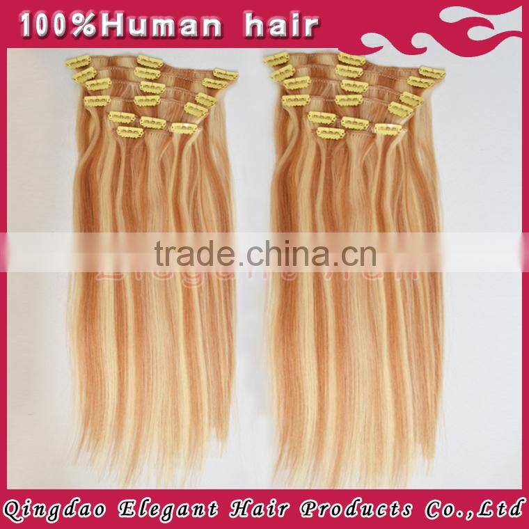 100% Alibaba hair products double weft no shedding no tangle cheap price top quality colourful clip in hair extensions