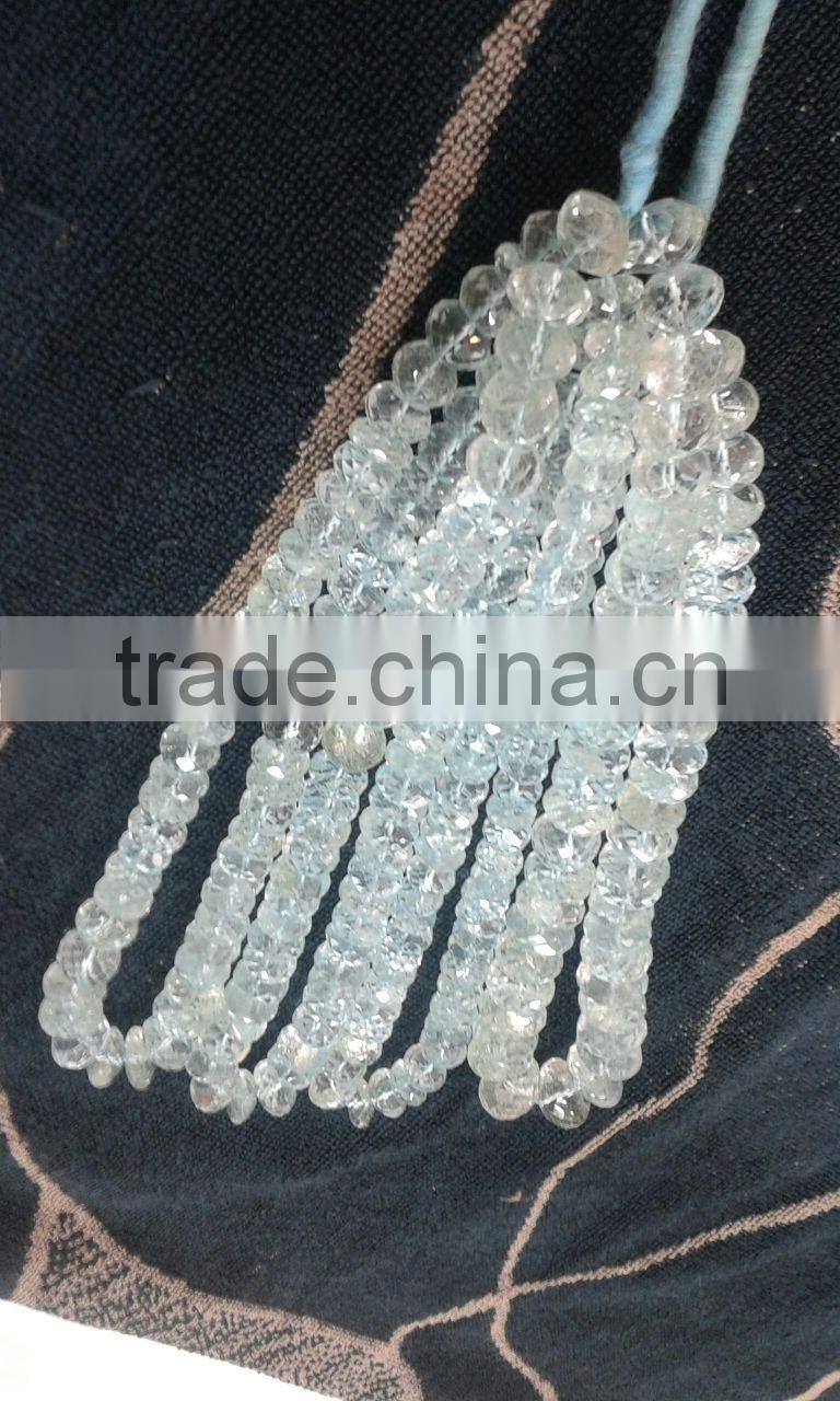 Aquamarine Rondelles Faceted