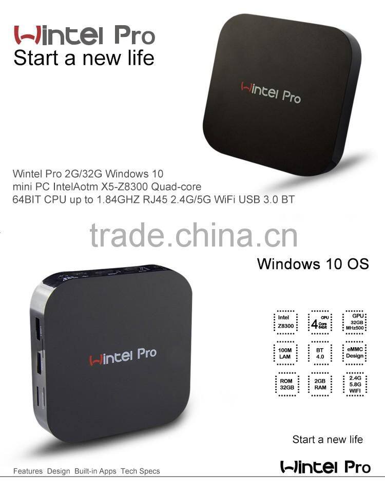 Wintel Pro new model windows 10 OS intel Z8300 quad core intel tv box