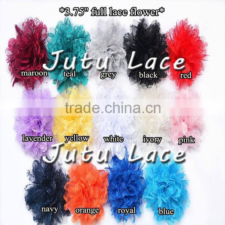 10cm chiffon lace rhinestone with pearl flower- chiffon lace flower- pearl lace flower headband