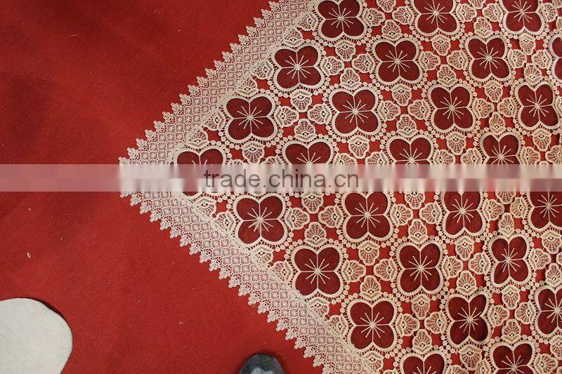 hot sale good quality ellipse clover crochet lace tablecloth made in China