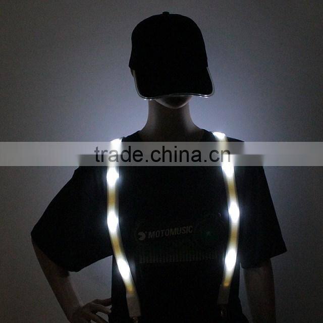 wholeasale print logo suspenders flashing led party suspenders