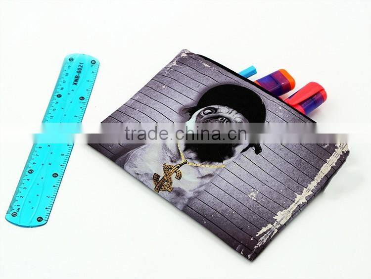 Eco-friendly material, customized printing polyester pencil case canvas pen bag