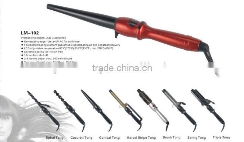 430F/220C Soft Grip Tourmaline Ceramic infrared curling iron wand with CE ROHS CTUVUS certification