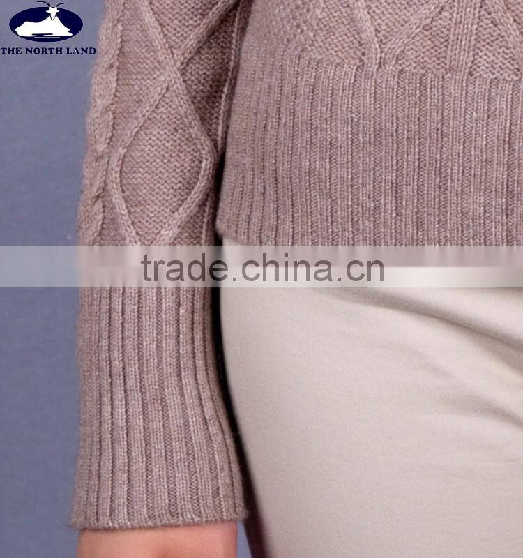 100% Mongolian Cashmere Cable Sweater for Women CSW15042810L