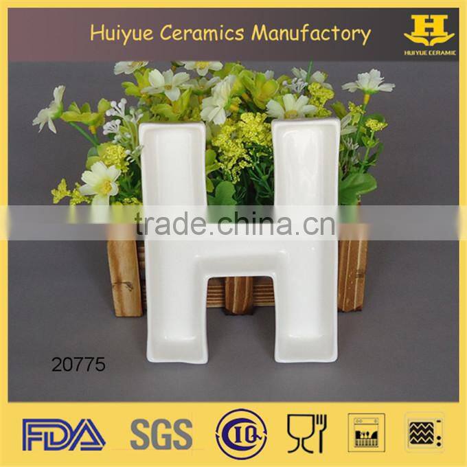 Ceramic dish in letter shape, ceramic letter