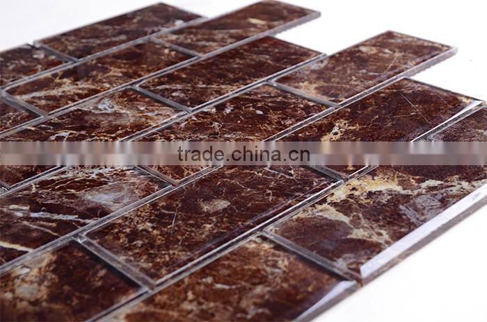 XF004 300X300MM Foshan Factory Price dark emperador brown glass mosaic tile