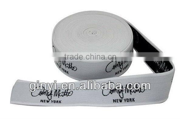 Good quality 4cm white logo elastic ribbon wholesale