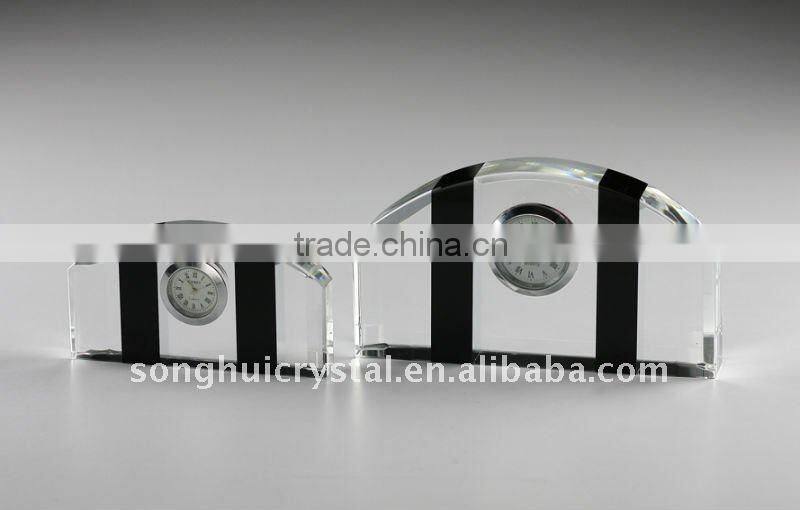 crystal glass gift mini clock