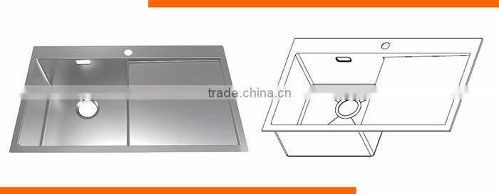 Wholesale undermount single bowl drainboard small stainless kitchen sink for hotel