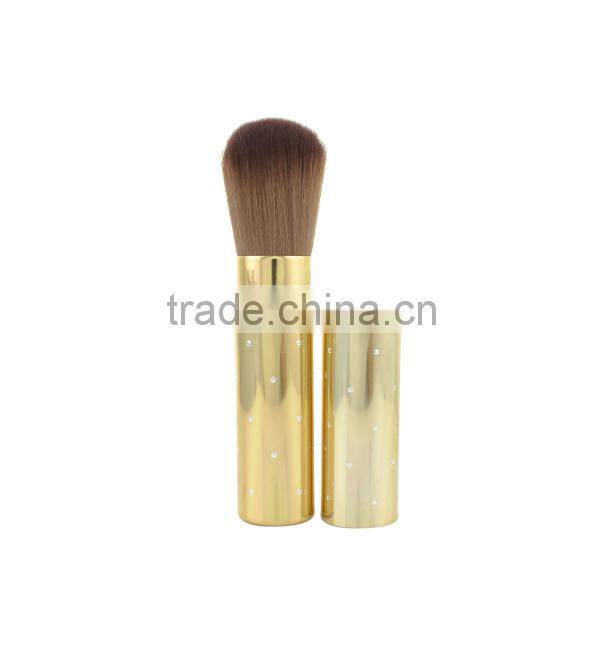 Gold Aluminum Cosmetic Brush Retractable Makeup Blush Powder Brush