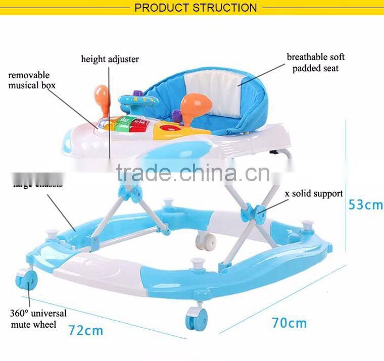 BW-19 competitive price softtextile rocking horse baby walker with 6 wheels