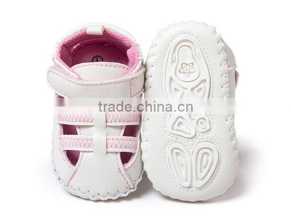 top quality new born baby kids soft half rubber soled toddler pu sandal shoes