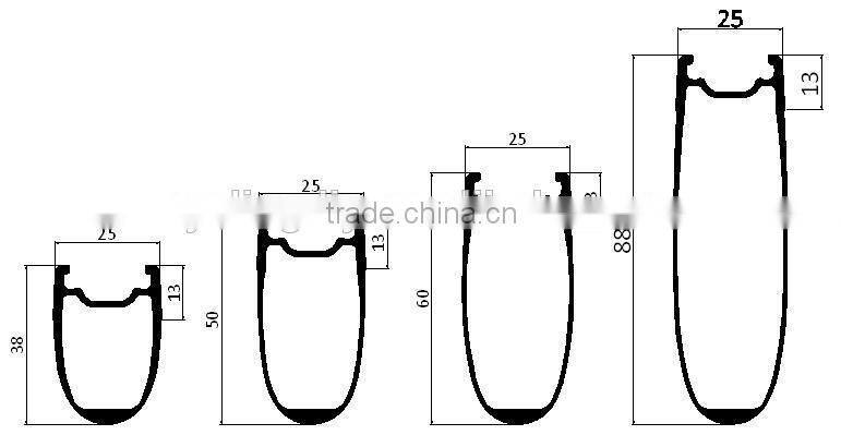 2015 700C 88mm clincher wide U Shape carbon rims 25mm width carbon rims for Road and Track bike 3K UD 12K