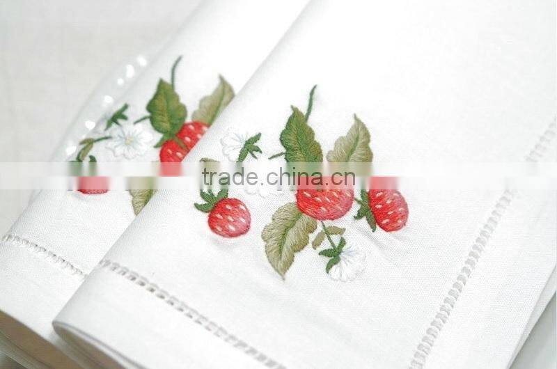 hand embroidery napkin,hemstitch napkin,linen napkin