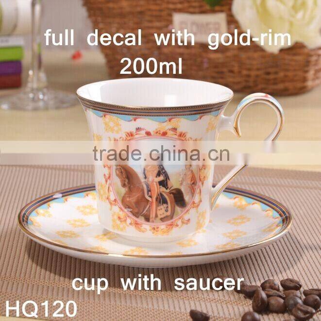europe styple 200ml bone china cup & saucer flower with gold-rim cup with saucer