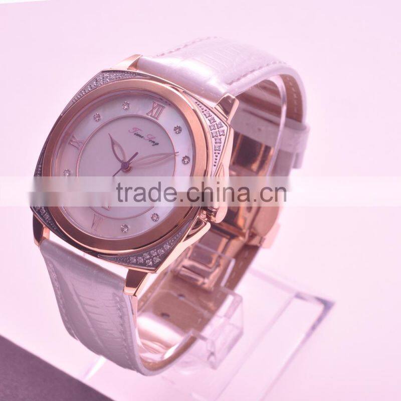 2015 Lastest Sapphire Glass Stainless Steel Case Stone set Japan Quartz Dress Watch for Women 5ATM