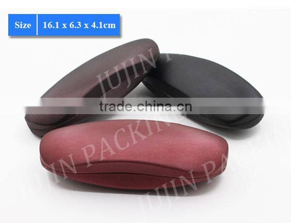 YJ-3036 drawing line leather wrapped clamshell style eyeglass case