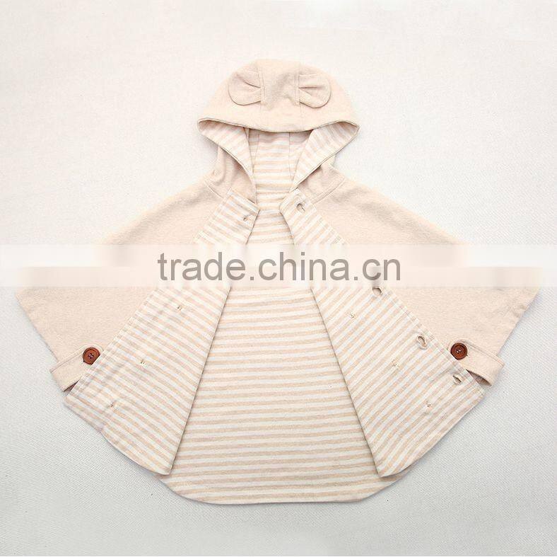 Stylish baby cape outwear coat soft cotton toddle baby cloak with hat