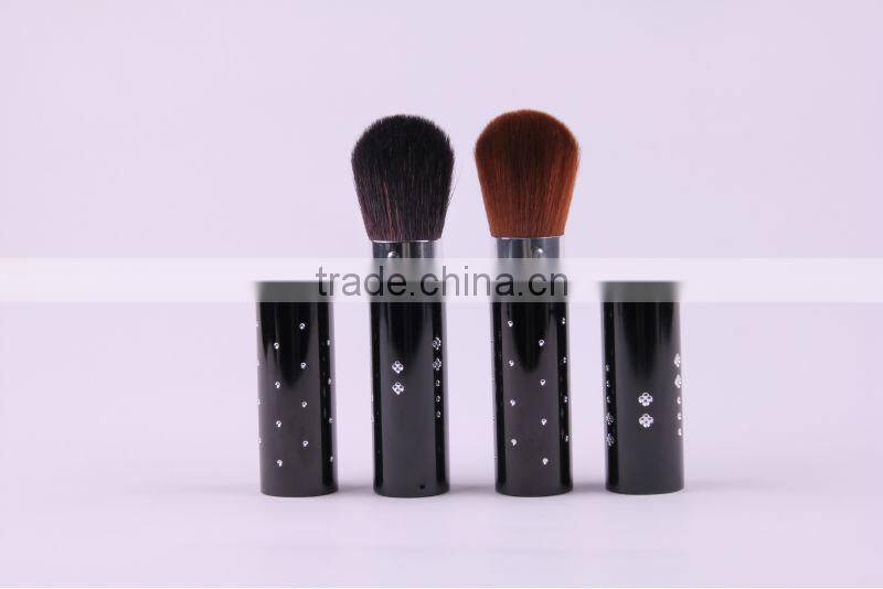 red synthetic hair retractable powder brush accessories