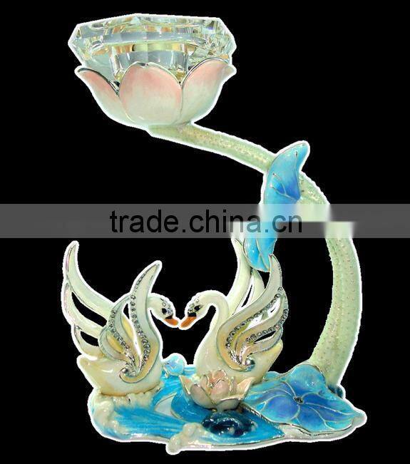 2014 New Design, Crystal/Glass Candle Holder with Enamel for Newly Weds