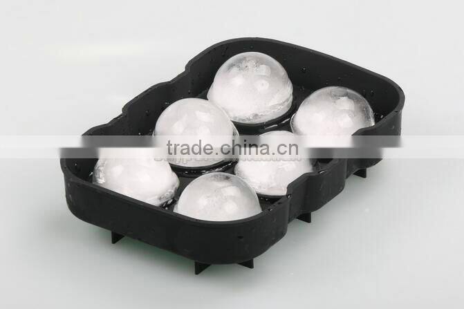 Silicone Round Ice Balls Maker Tray Six Large Sphere Molds Cube Whiskey Cocktails