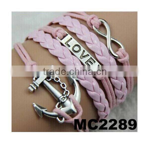 cheap personalised braided leather rope infinity one direction bracelets