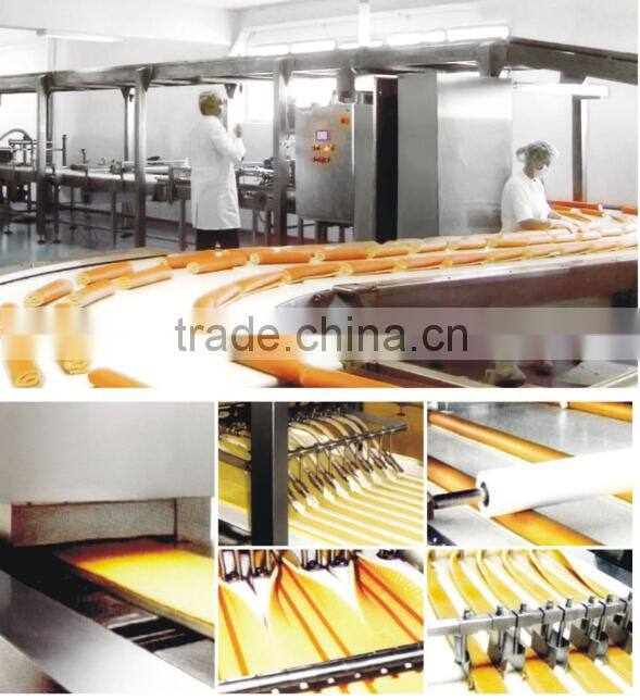 perfect stainless steel full automatic swiss roll production line,food machinery,cake making machine