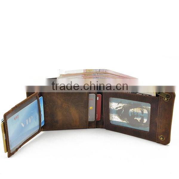 Men Genuine Leather Vintage Bifold Card Case Cash Holder Wallet Purse Snap