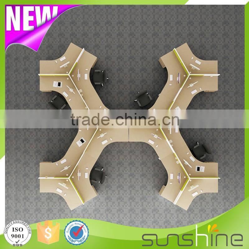 KU-TK6 120 Degree Office Table Top Workstations Office Furniture Clover Shape