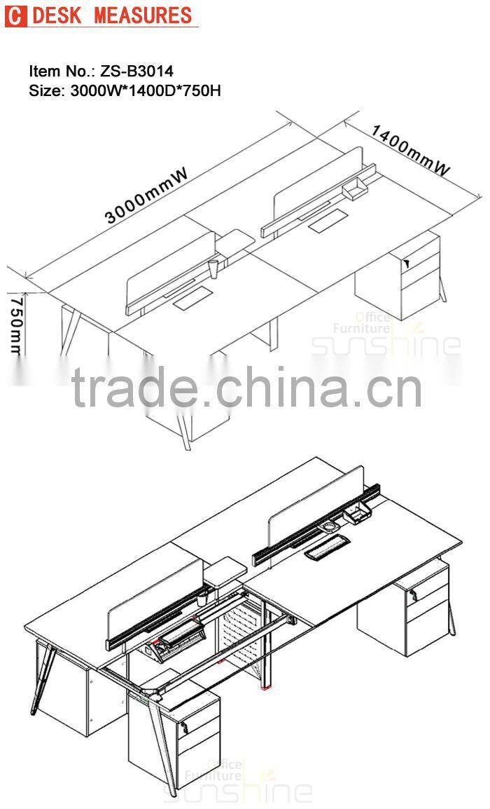 Modern New Designed Simple Wooden Office Computer Desk Workstation ZS-B3014