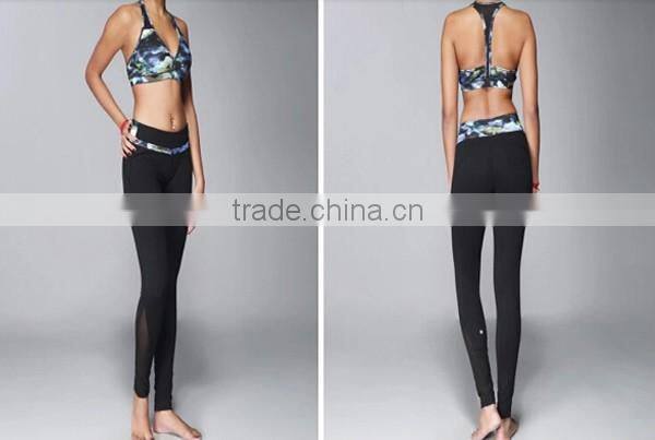 Promotional high Quality Elastic sexy Gym Wear capri suit for girls