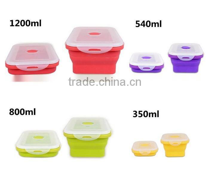 4 Pack (350ML , 540ML , 800ML , 1200ML)Fashionable & Stackable Food Storage Containers, silicone collapsible lunch box