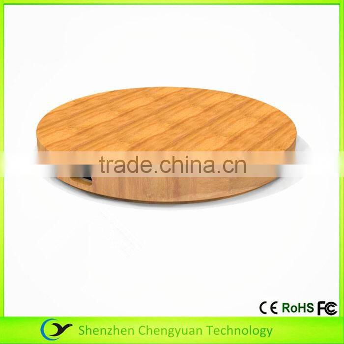 round bamboo wood wireless charger for Samsung Galaxy S7/S7 Edge Qi Wireless Phone Charger