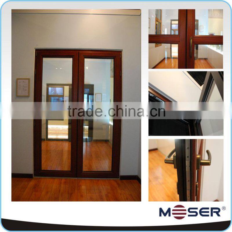 Oak solid wood door with aluminum cladding and tempered glass