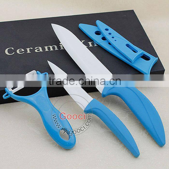 4 pc Kitchen Ceramic Knife Set Blade Sheath Utility Fruit Paring Peeler Ceramic Kitchen Knives Set with black gift box